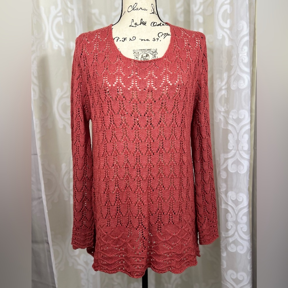 She+Sky Loose Knit Oversized Open Back Tunic Sweater